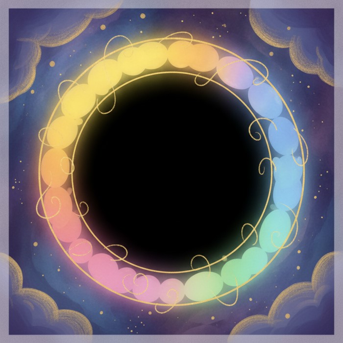 A luminous ring of light curving sharply around a perfectly black void, individual photon trails bending along the curve and vanishing at its inner edge
