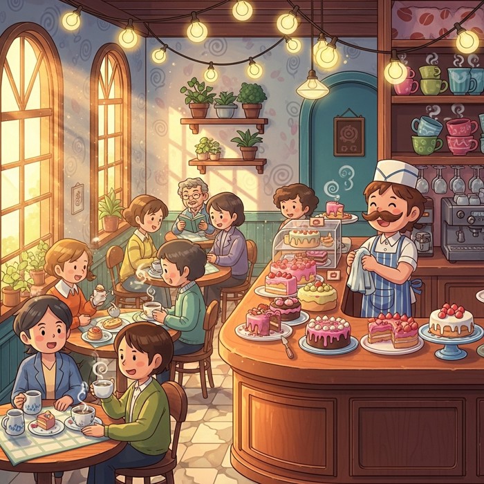 A Busy Day at a Cafe