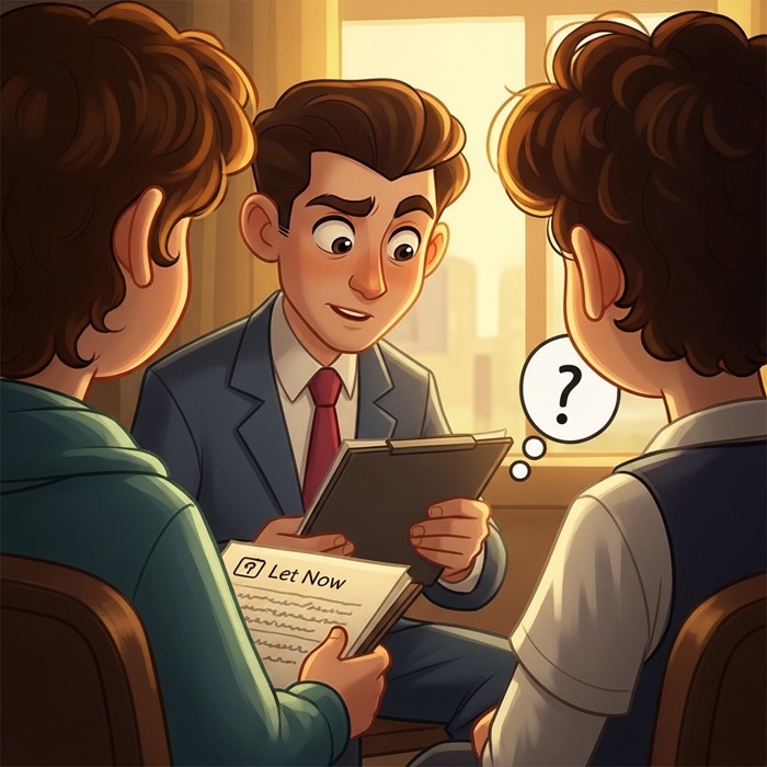 An interviewer studying a candidate closely with narrowed, curious eyes, trying to judge how they think through problems.