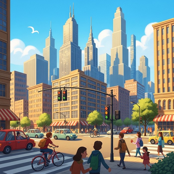 Đường phố nhộn nhịp và những tòa nhà cao tầng, a story about City Life